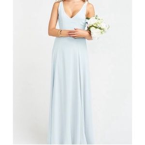 Show me your mumu Jenn icy blue chiffon bridesmaid dress